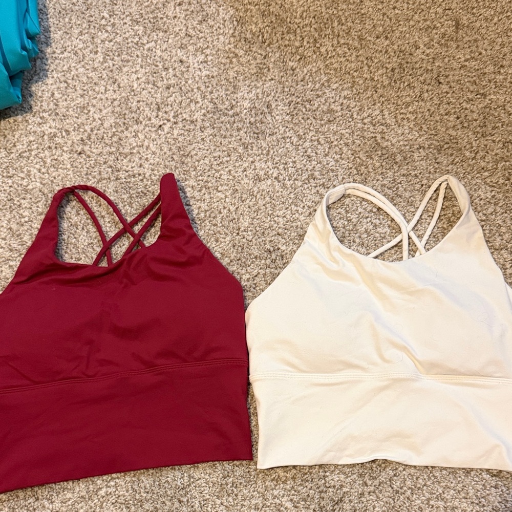 Red and White Strappy Sports Bras